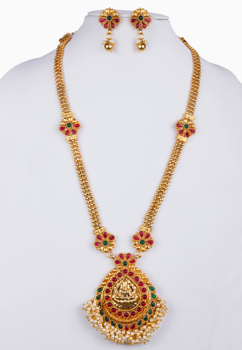 Pink Alloy Necklace With Earrings 157135