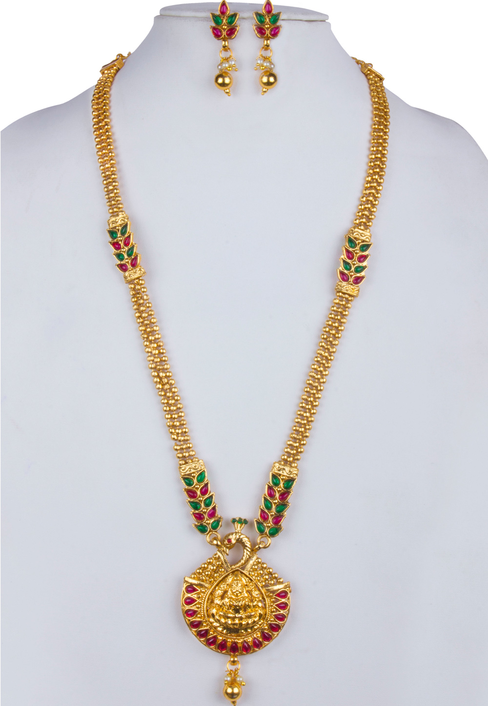 Pink Alloy Necklace With Earrings 157137