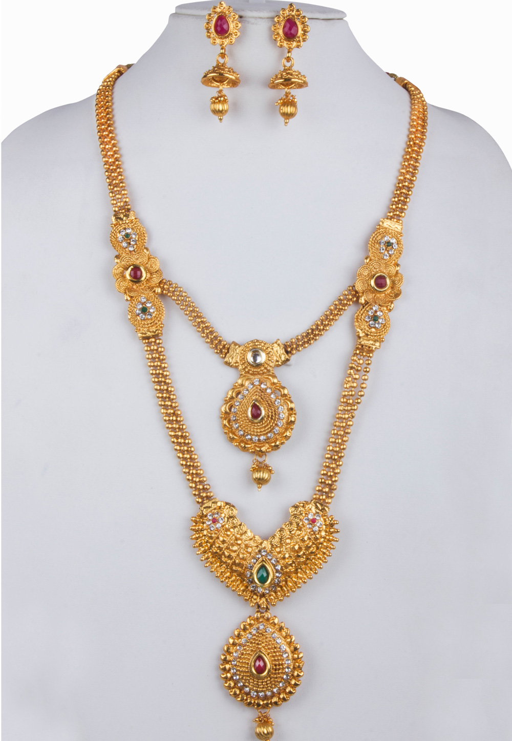 White Alloy Necklace With Earrings 157141