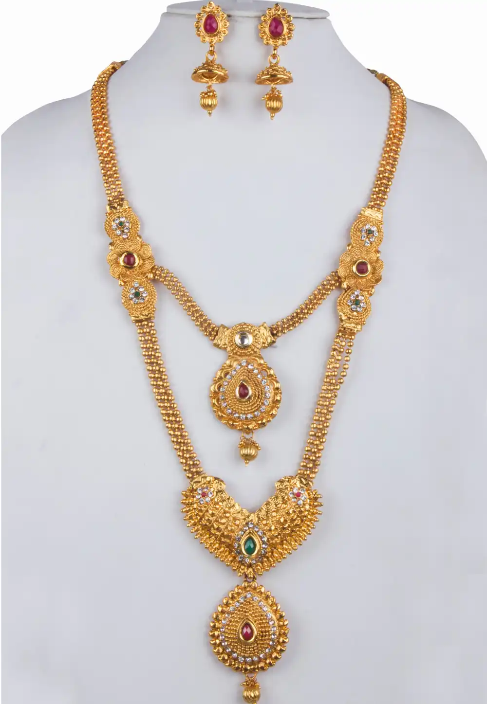 White Alloy Necklace With Earrings 157141