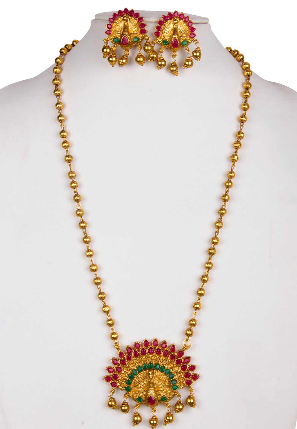 Pink Alloy Necklace With Earrings 157144