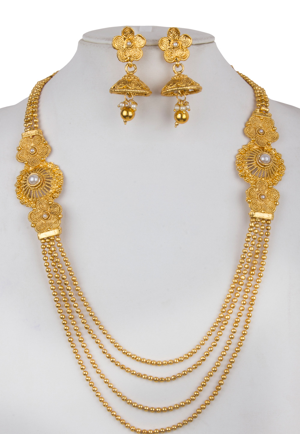 White Alloy Necklace With Earrings 157146