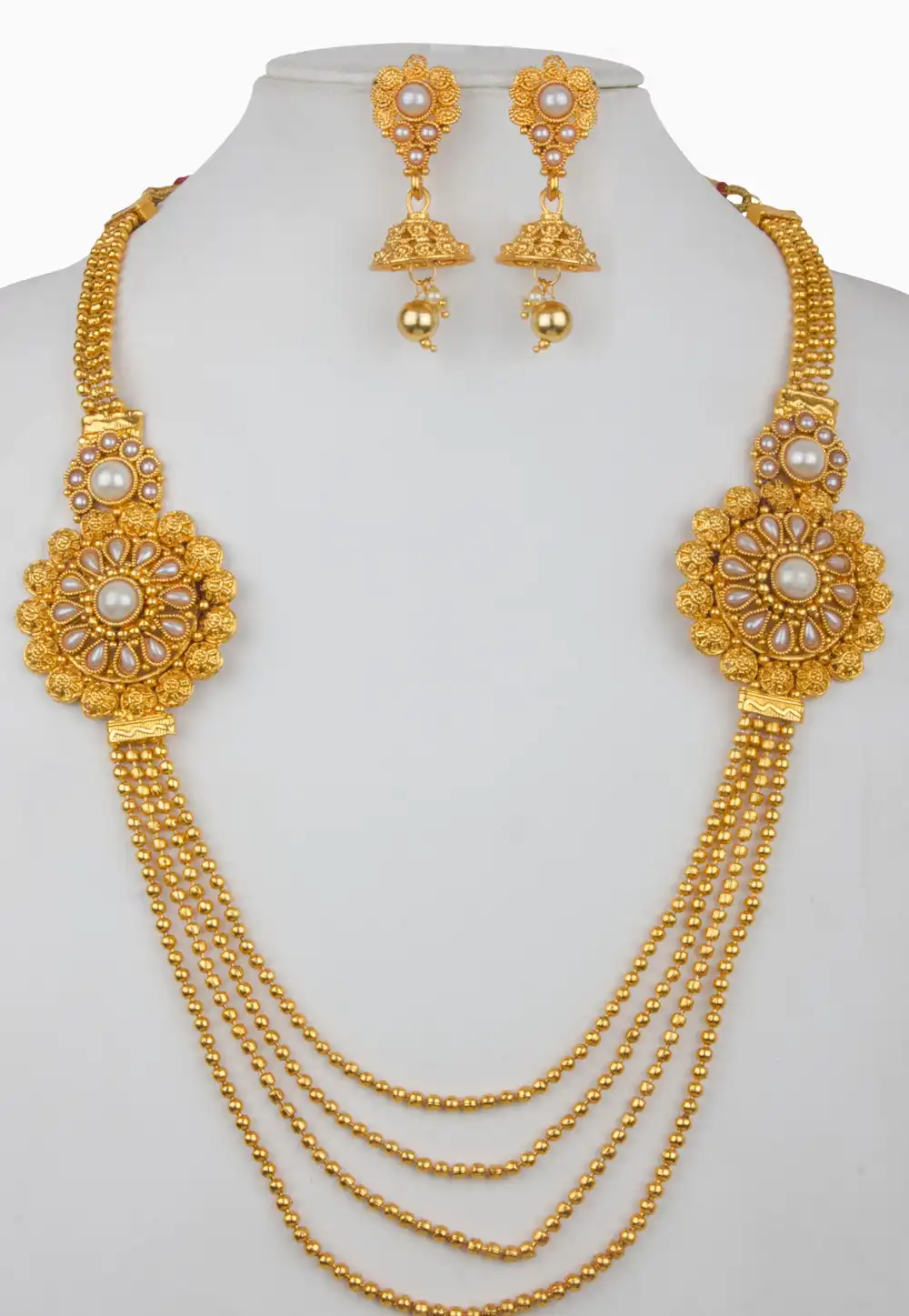 White Alloy Necklace With Earrings 157148