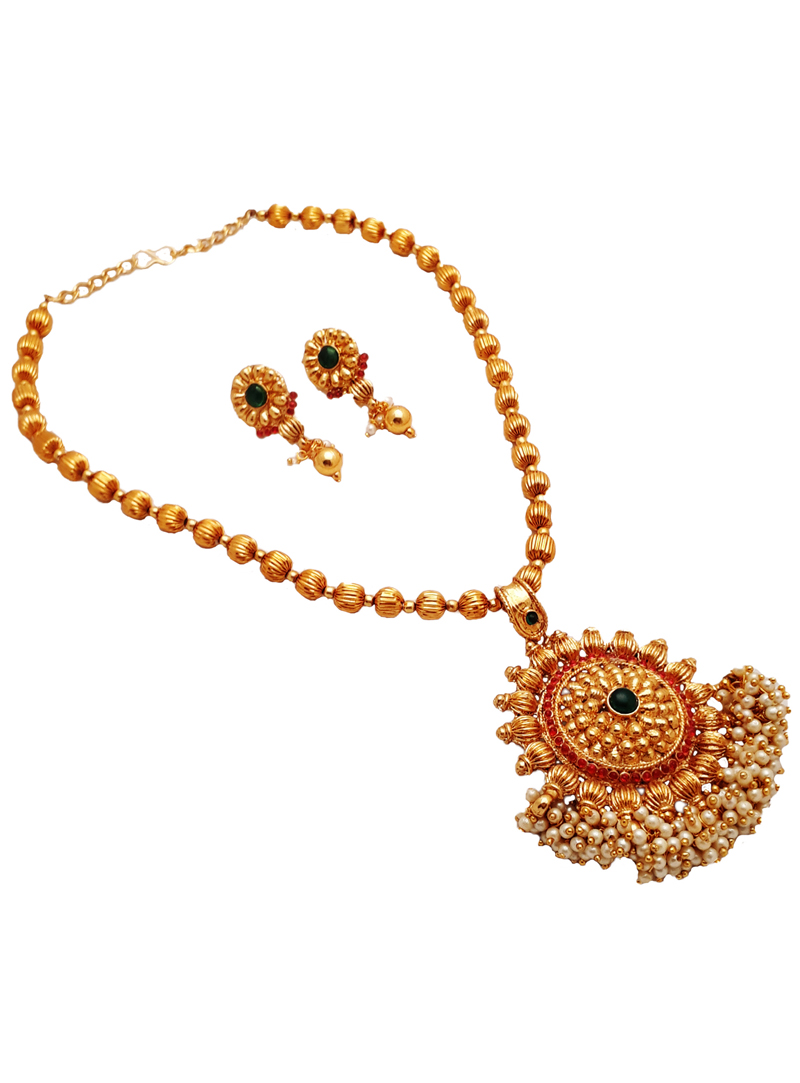 Green Alloy Austrian Diamond Necklace With Earrings 148762
