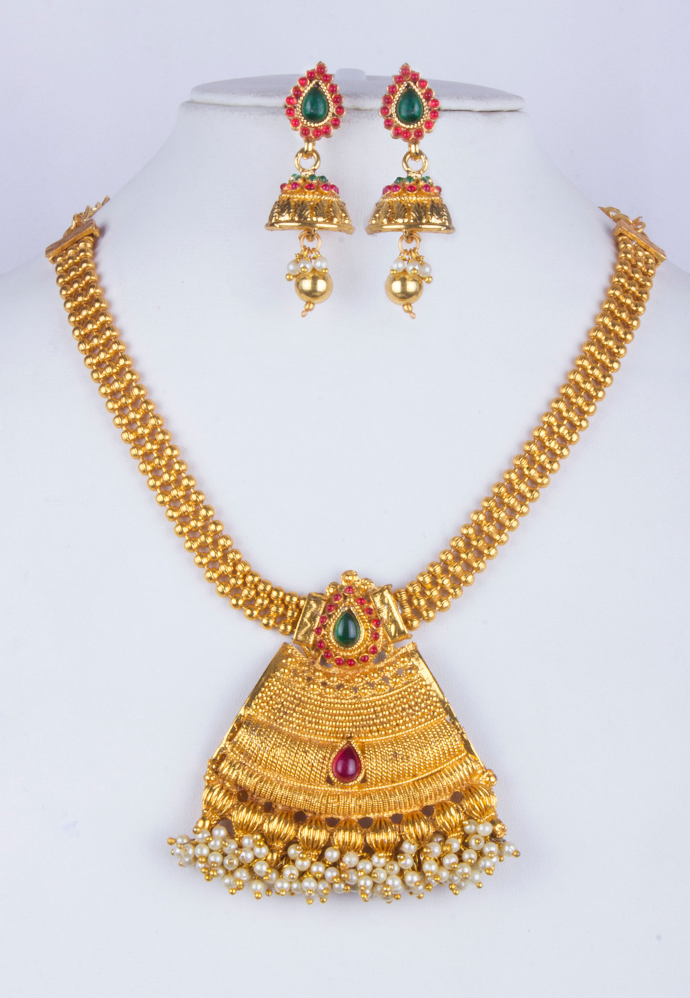 White Alloy Necklace With Earrings 157151