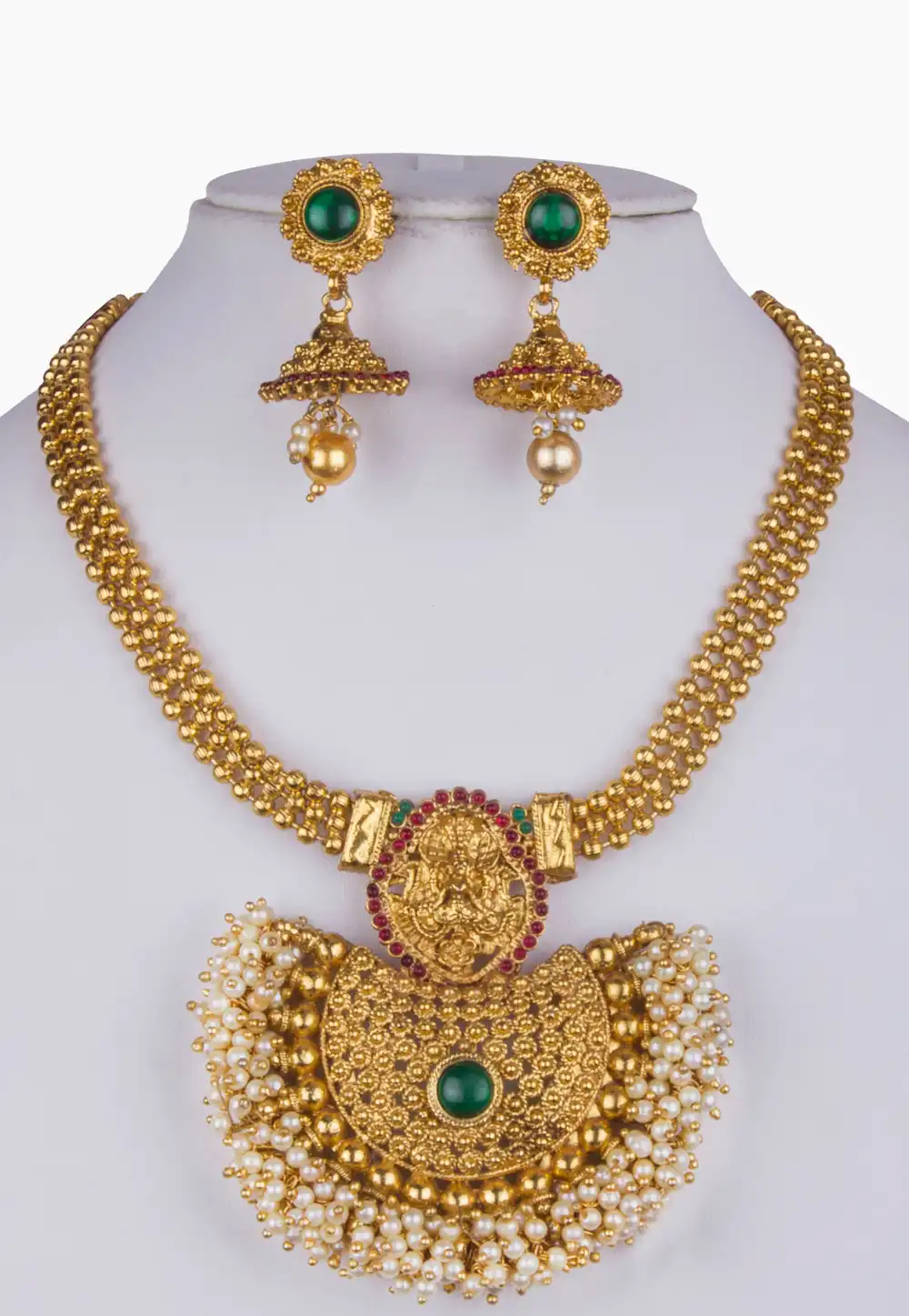 White Alloy Necklace With Earrings 157153