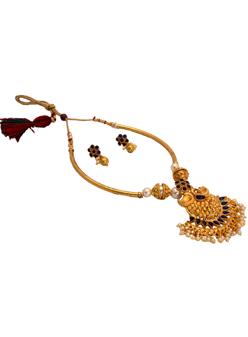 Blue Alloy Austrian Diamond Necklace With Earrings 148764