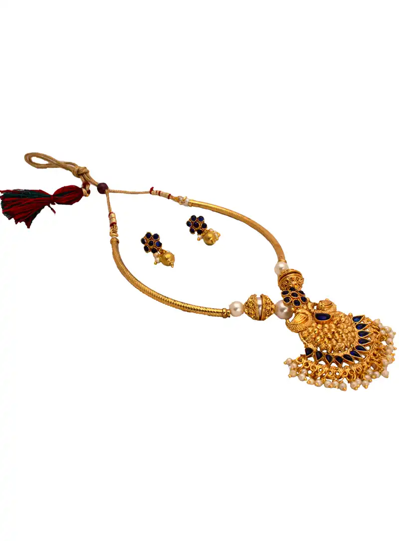 Blue Alloy Austrian Diamond Necklace With Earrings 148764