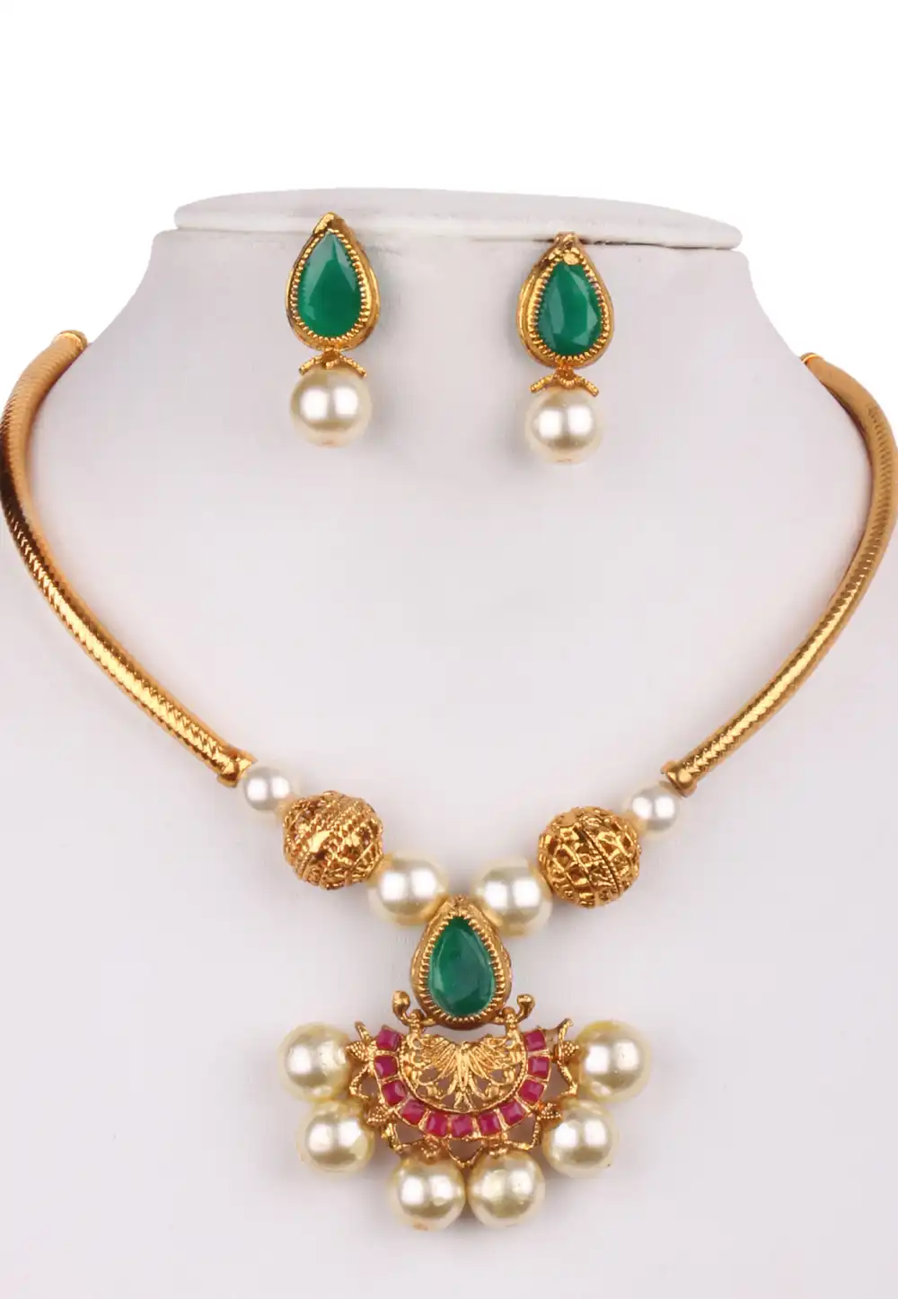 Multicolor Alloy Kundan Necklace With Earrings 156265