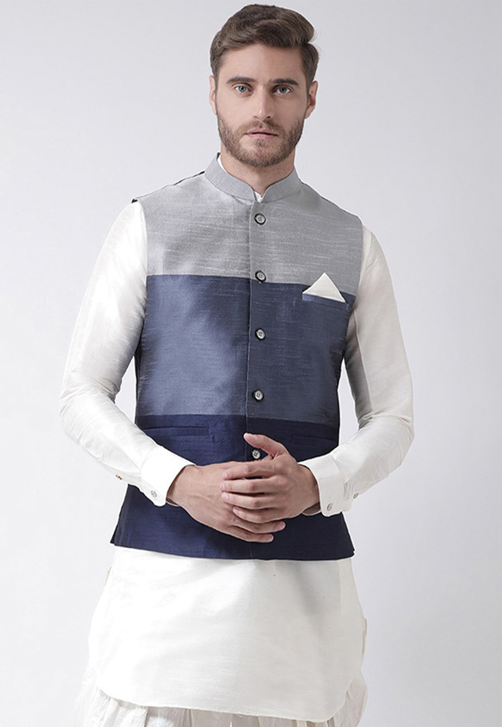 Blue Art Silk Kurta With Jacket 235148