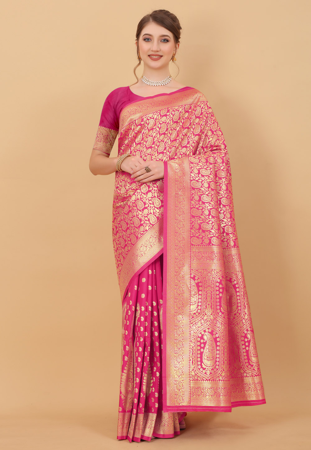 Magenta Silk Saree With Blouse 244522