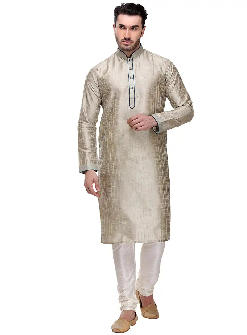 Beige Dupion Readymade Kurta Pajama 99120
