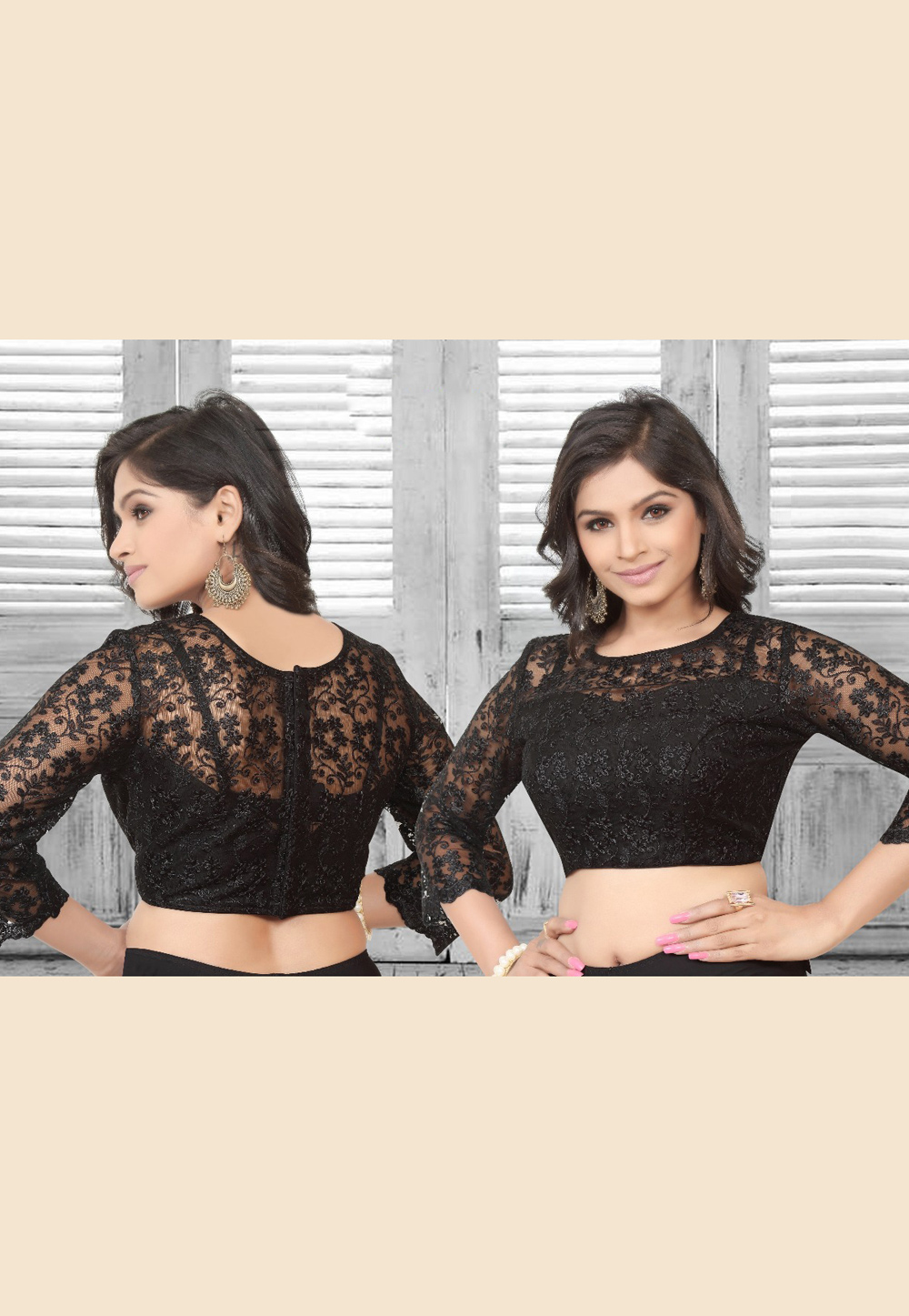 Black Silk Readymade Blouse 164954