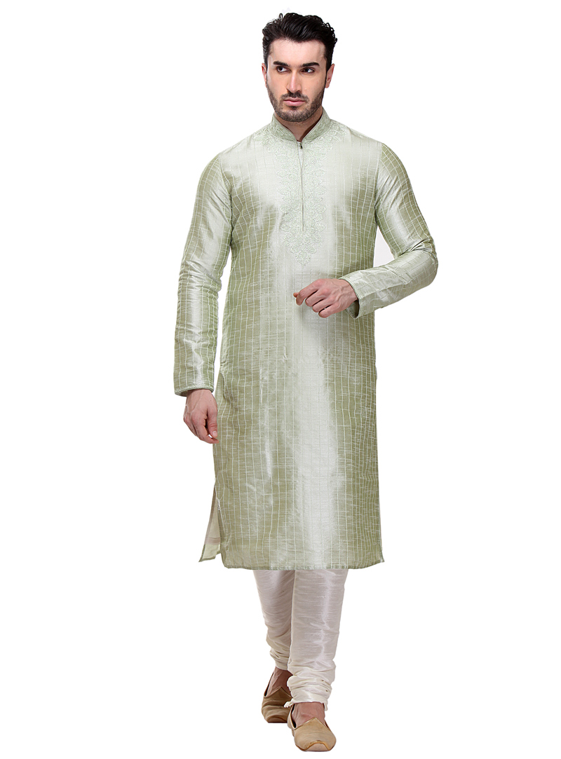 Off White Dupion Readymade Kurta Pajama 99121
