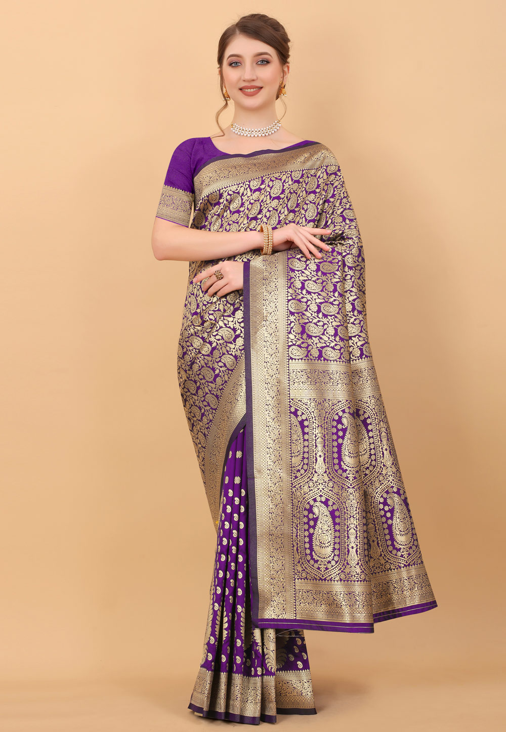 Purple Silk Light Weight Saree 244525