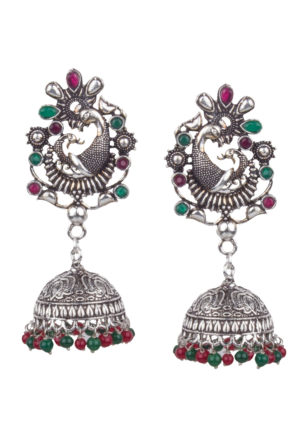 Green Brass Kundan Earrings 164841
