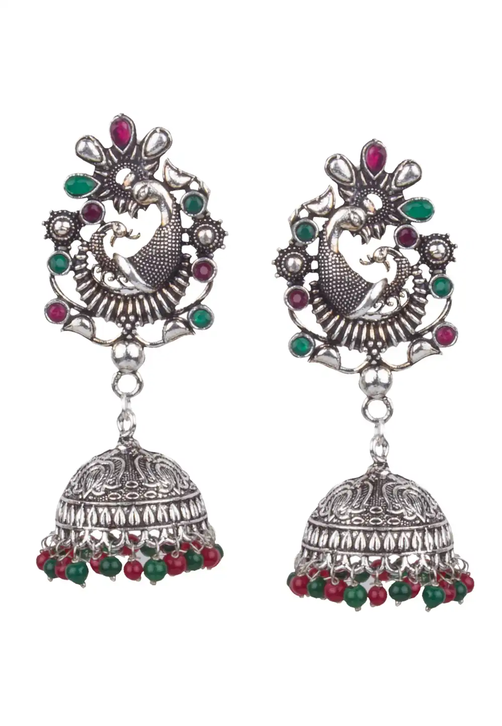 Green Brass Kundan Earrings 164841