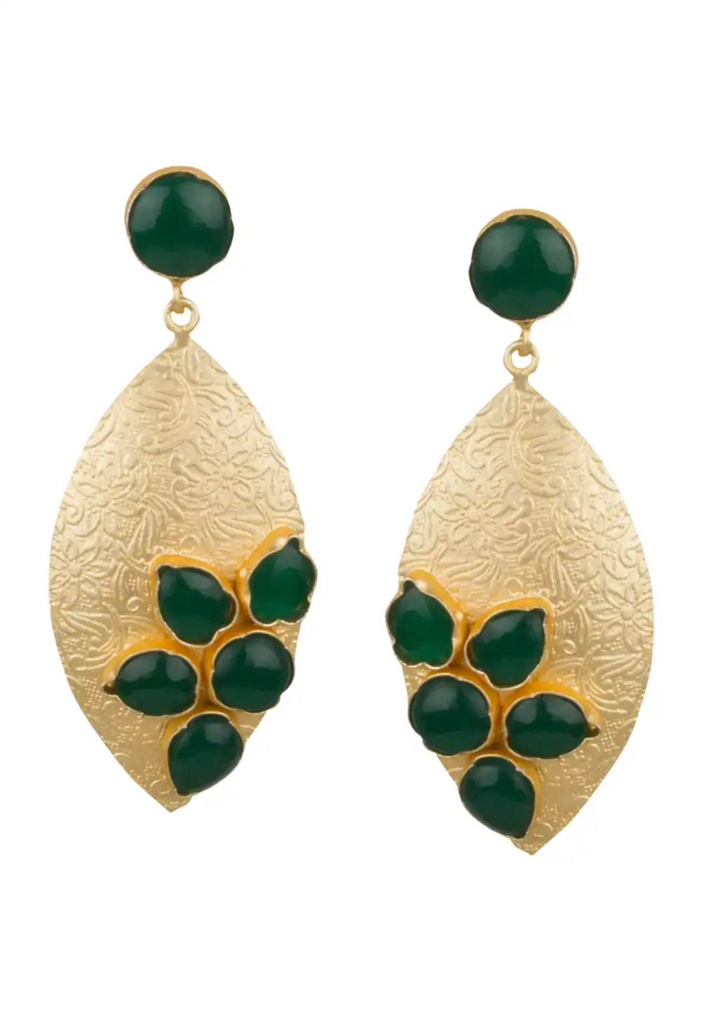 Green Brass Kundan Earrings 164844