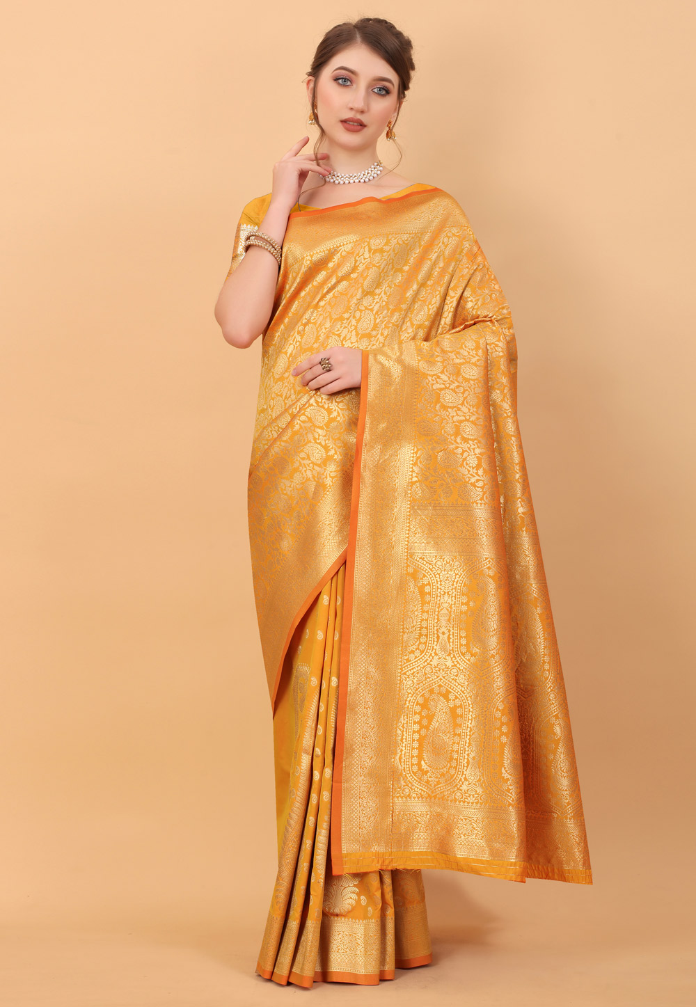 Mustard Silk Saree With Blouse 244526
