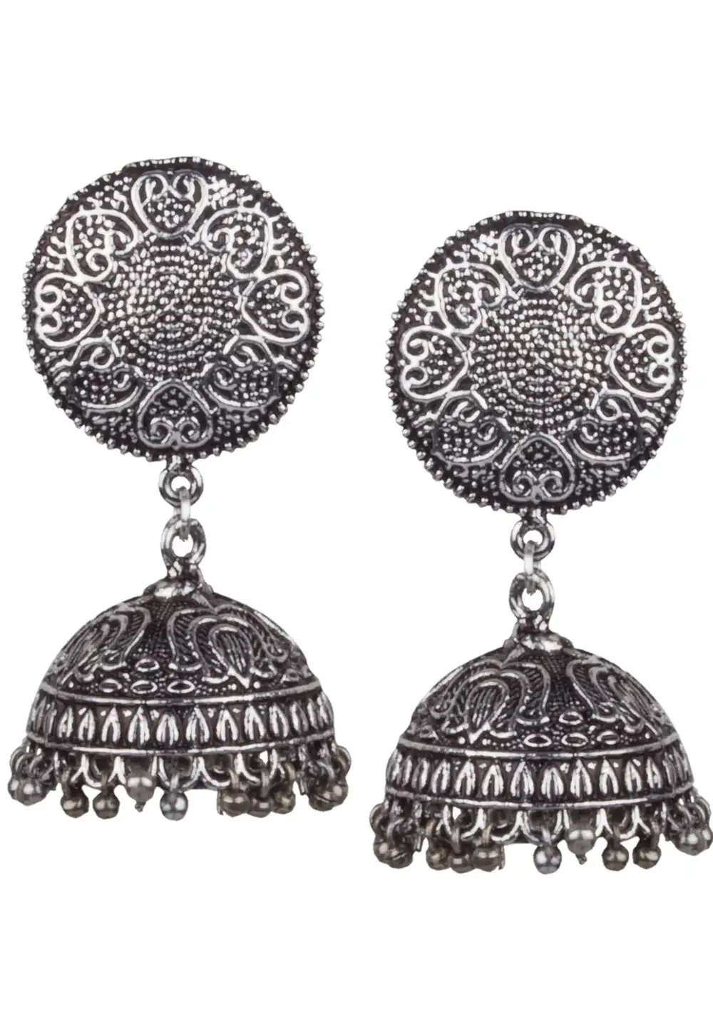 Silver Brass Kundan Earrings 164848