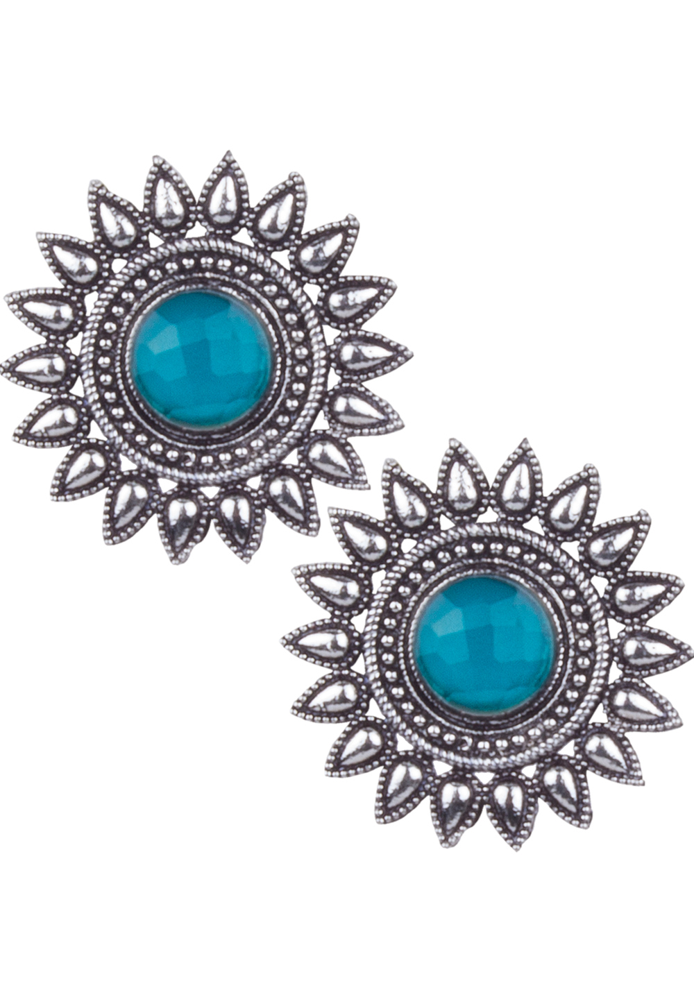 Silver Brass Kundan Earrings 164851