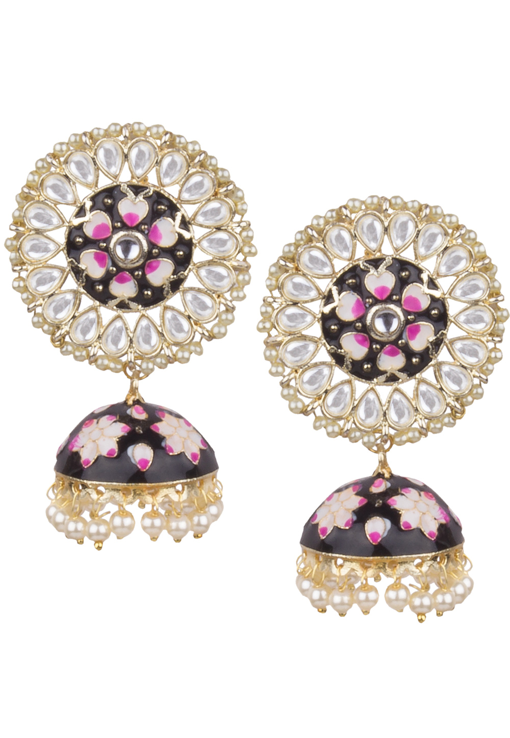Golden Brass Kundan Earrings 164852