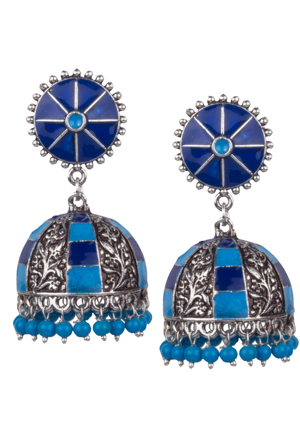 Blue Brass Kundan Earrings 164863