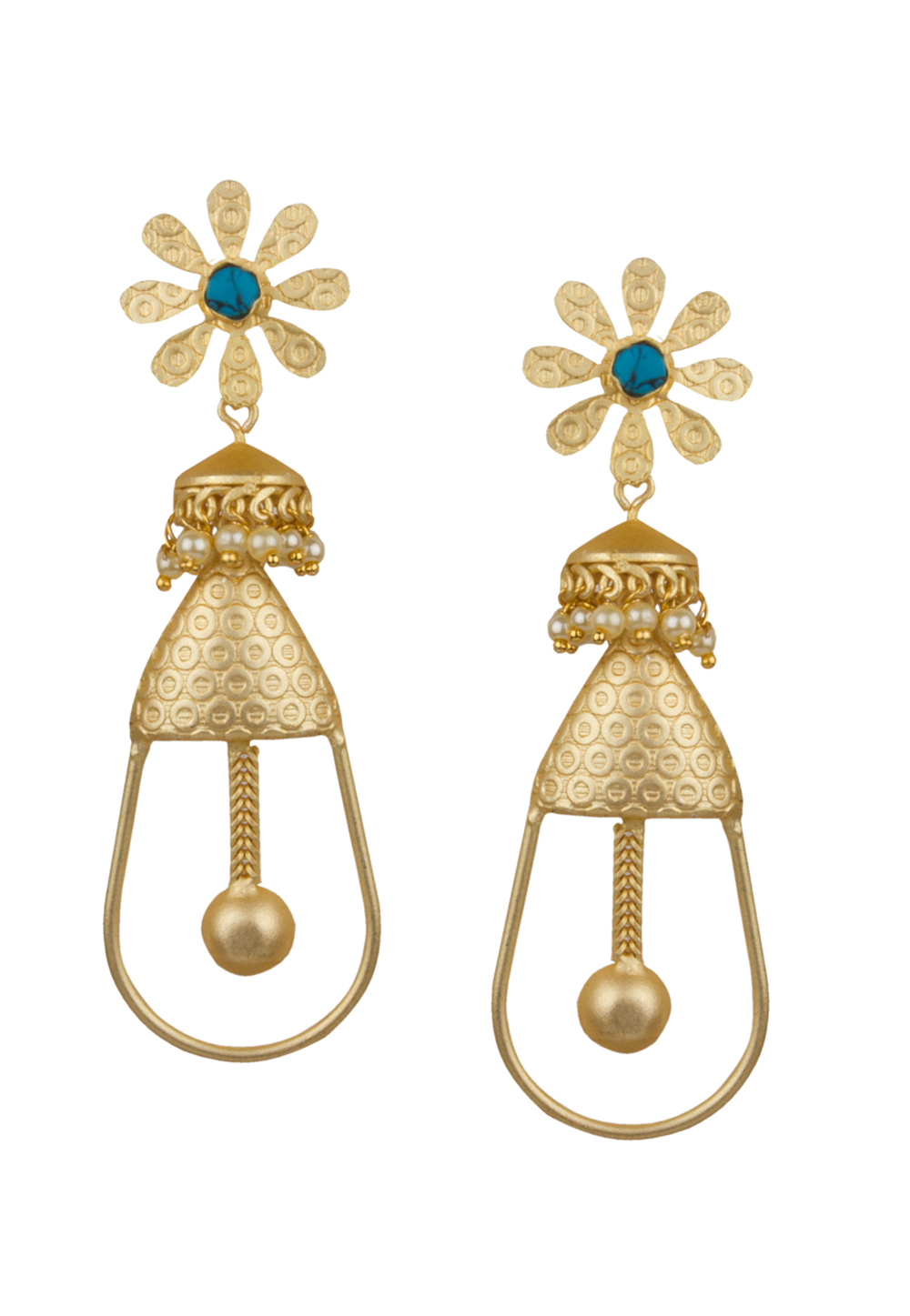 Golden Brass Kundan Earrings 164865