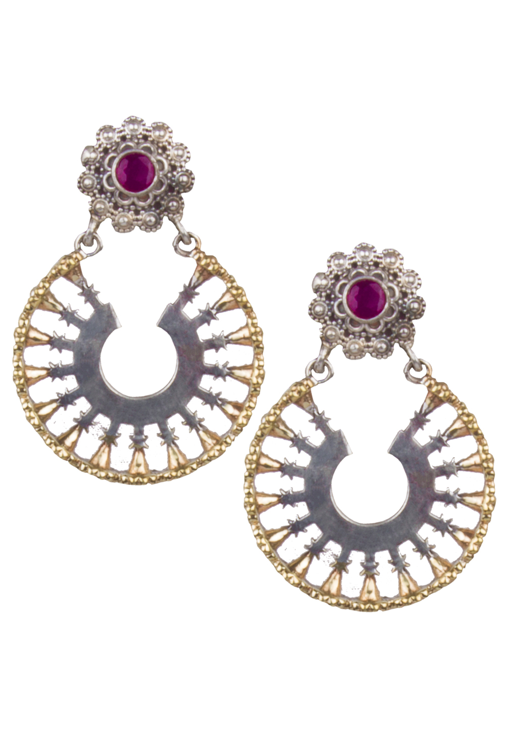 Silver Brass Kundan Earrings 164870