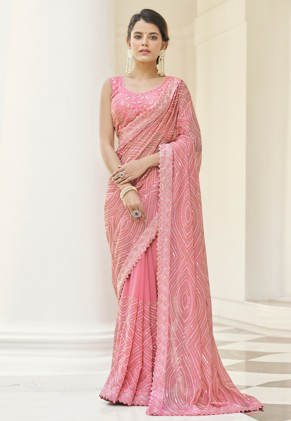 Pink Georgette Festival Wear Saree 240942