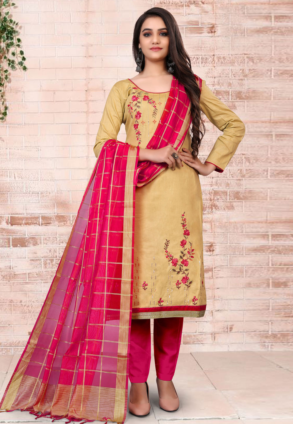 Beige Cotton Pant Style Suit 233190
