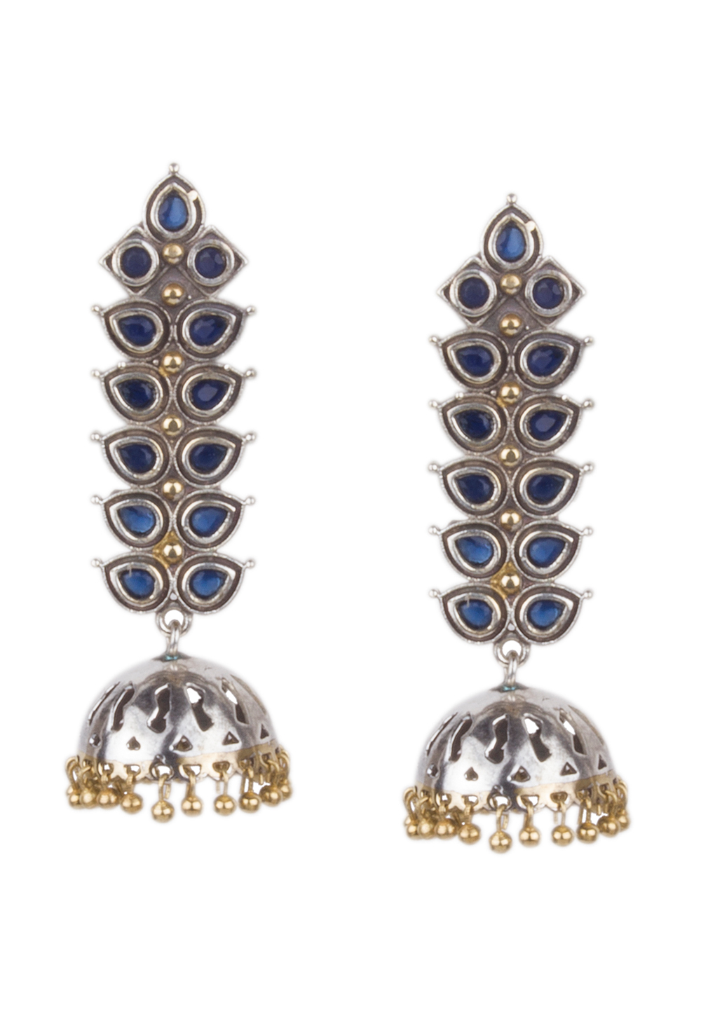 Blue Brass Kundan Earrings 164882