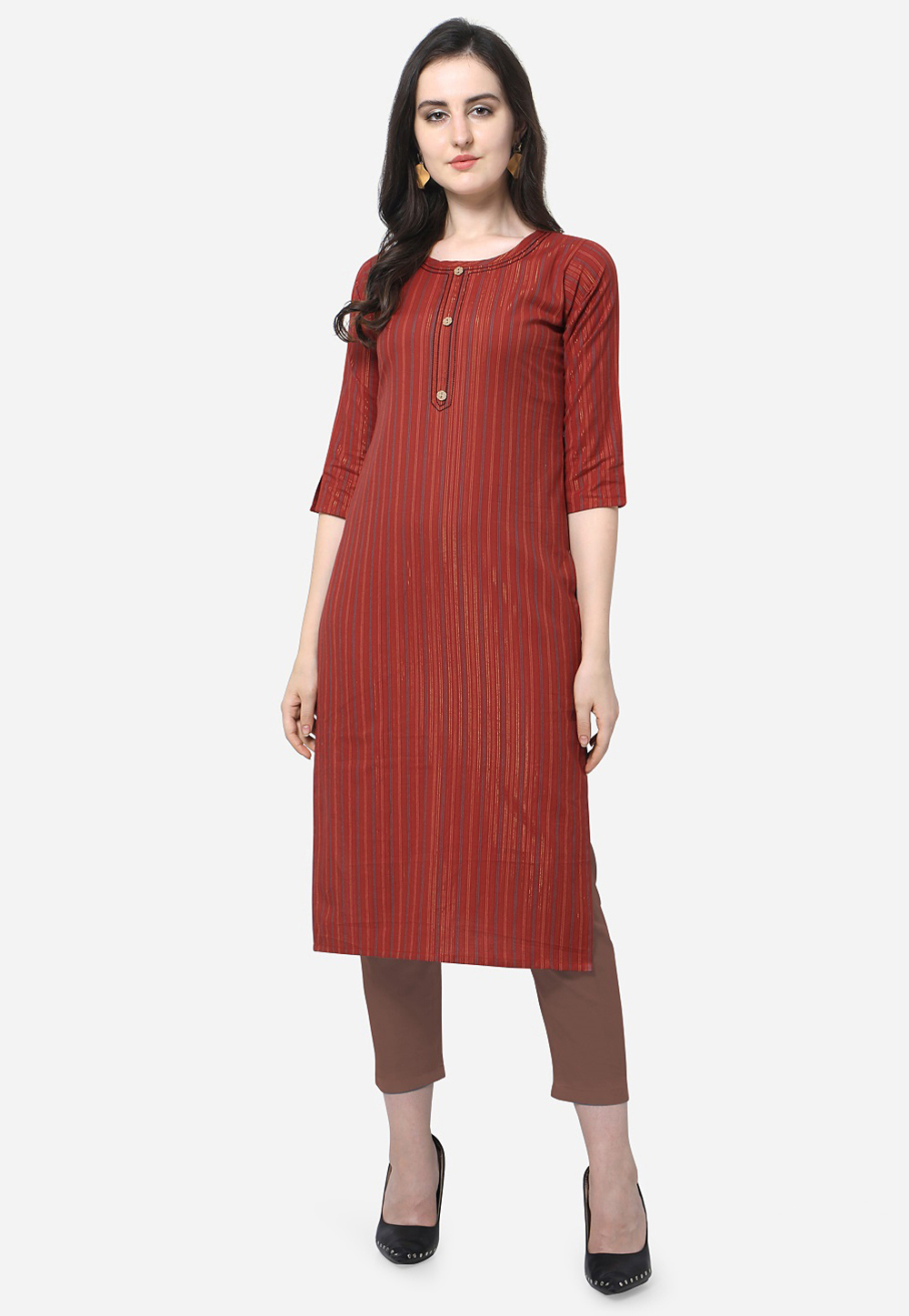 Maroon Cotton Readymade Tunic 201015
