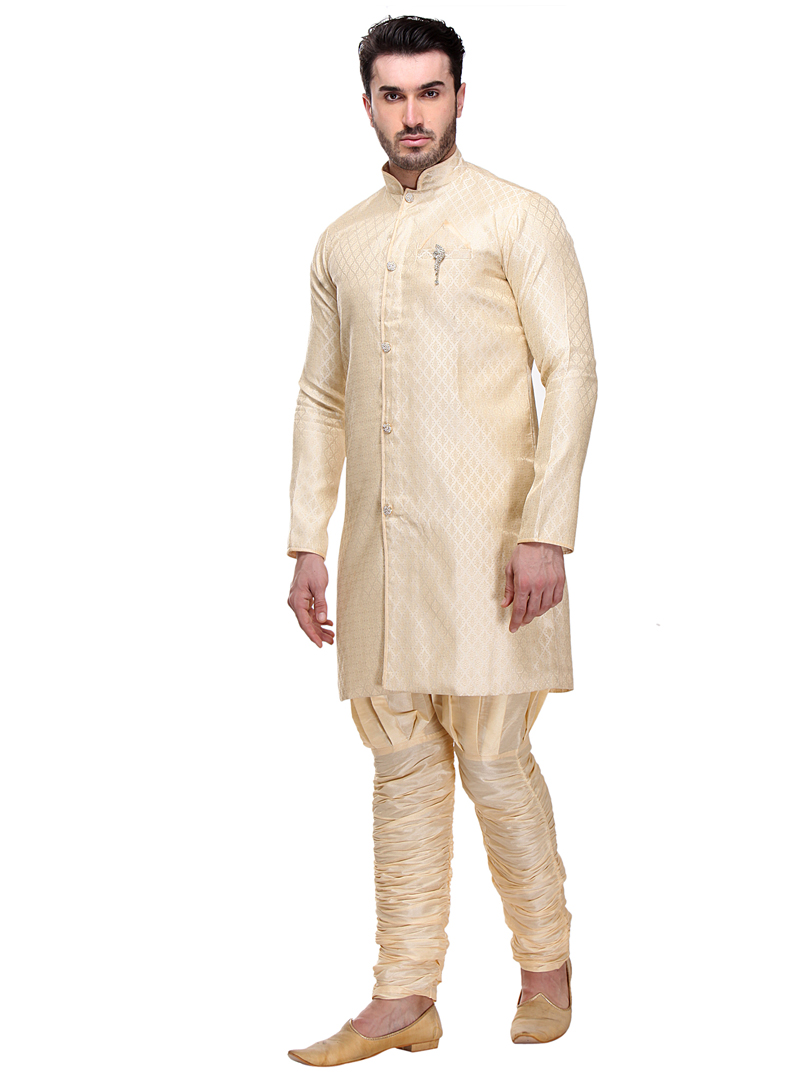 Beige Brocade Indo Western Sherwani 99128