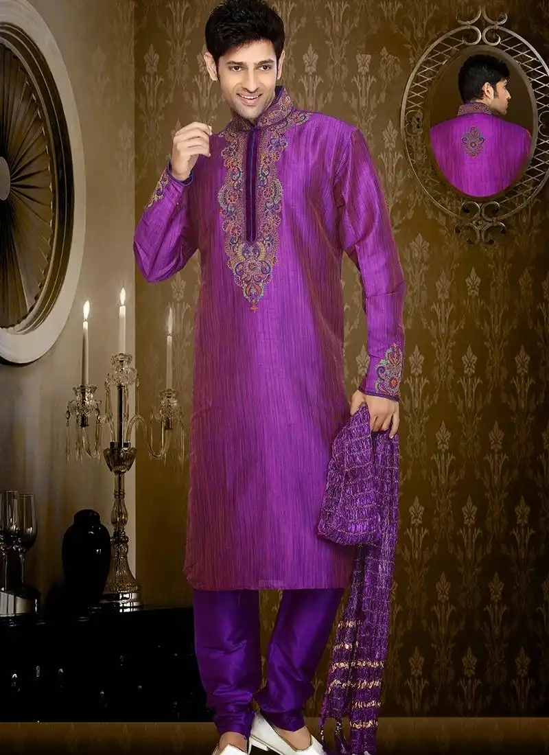 Purple Art Dhupion Kurta With Matching Bottom 40750