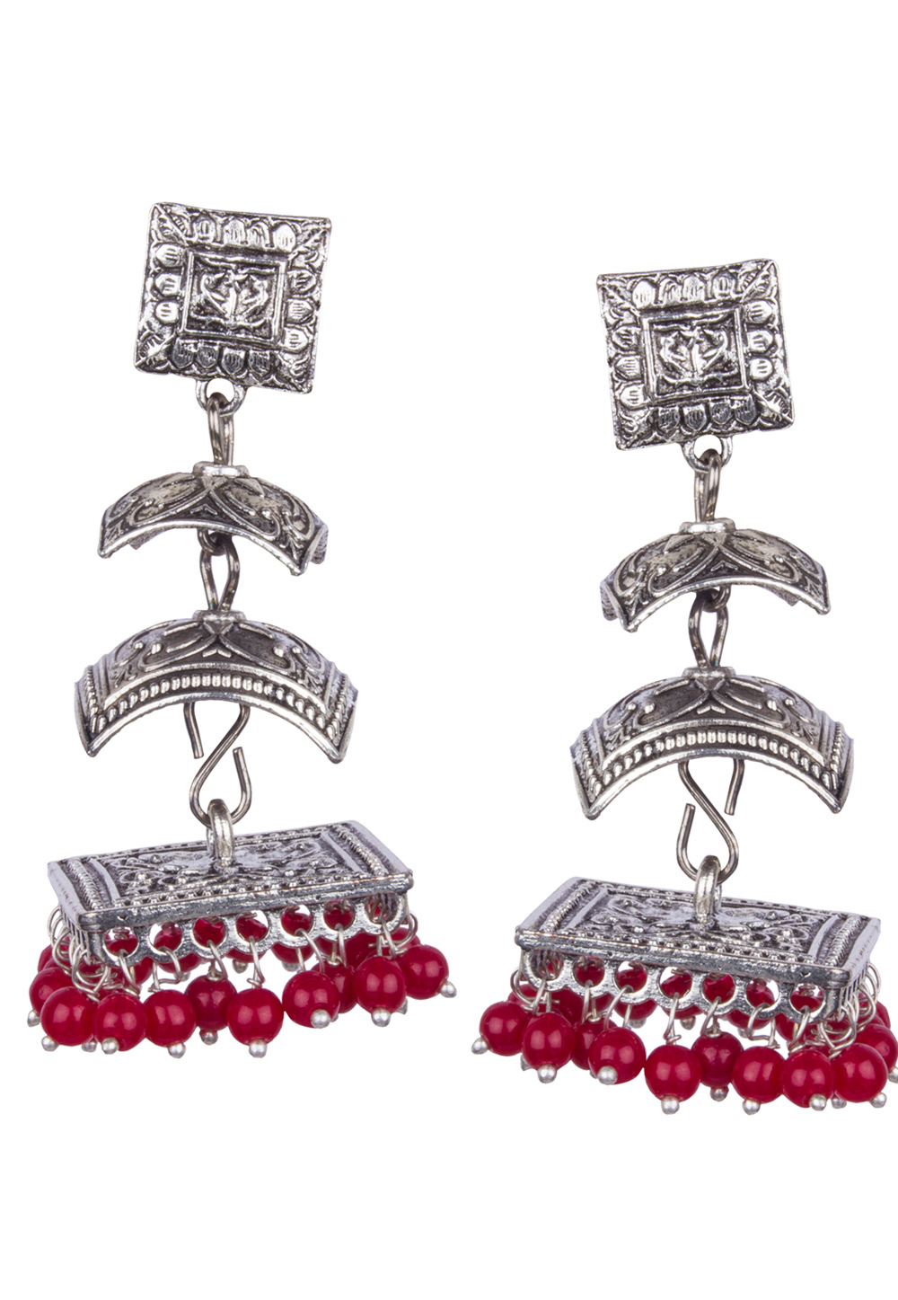 Silver Brass Kundan Earrings 164899