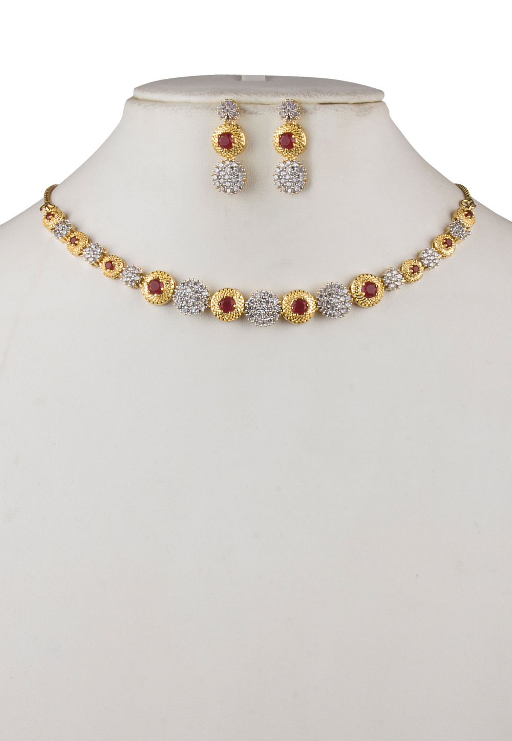 Silver Brass Gold Plated Necklace With Earrings 171903