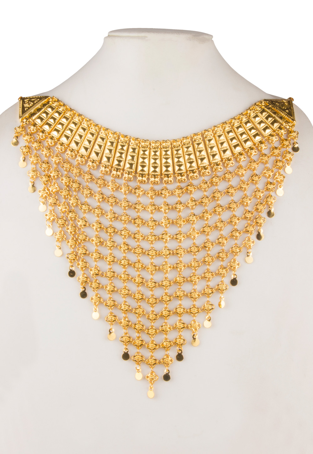 Golden Brass Gold Plated Heavy Necklace Set 171910