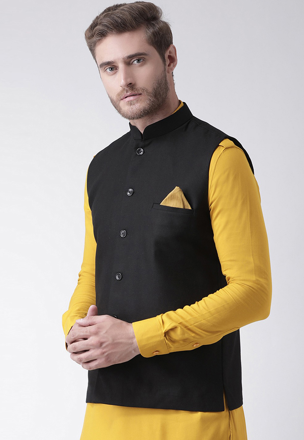 Black Viscose Nehru Jacket 235149