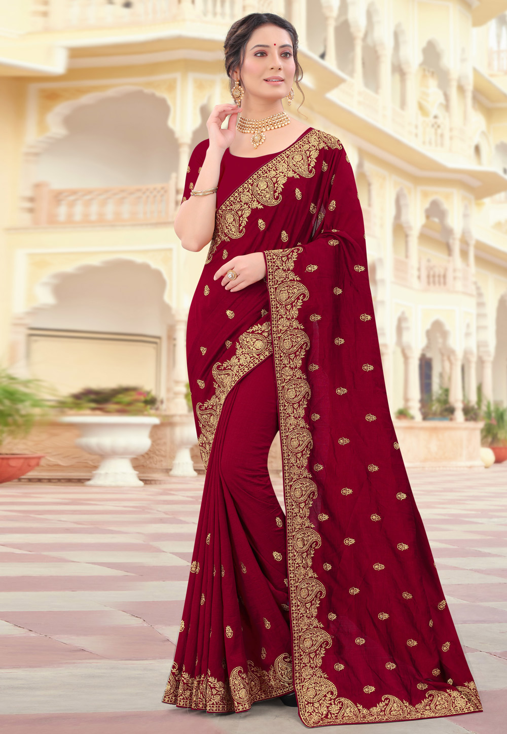 Maroon Silk Festival Wear Saree 232559