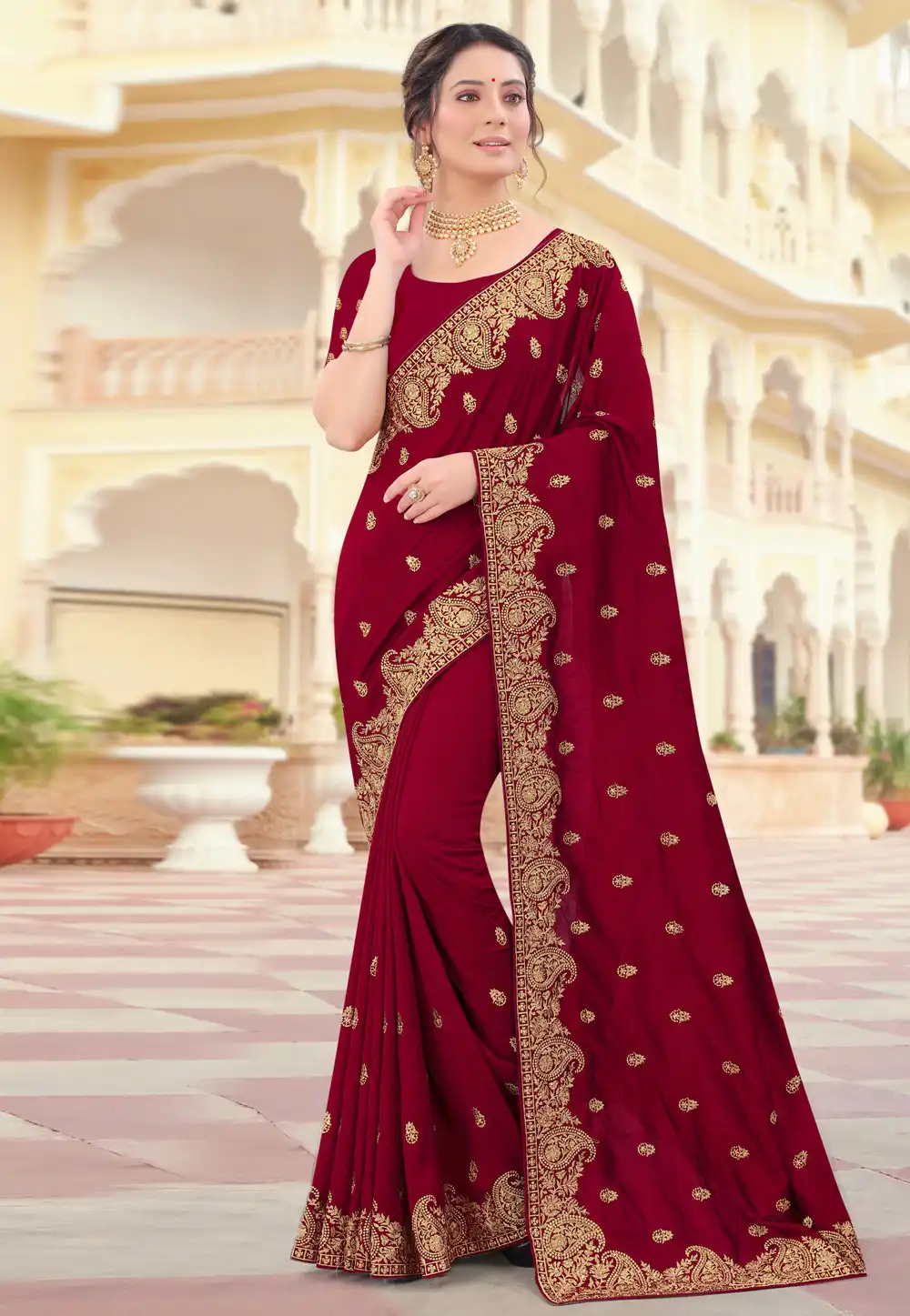 Maroon Silk Festival Wear Saree 232559