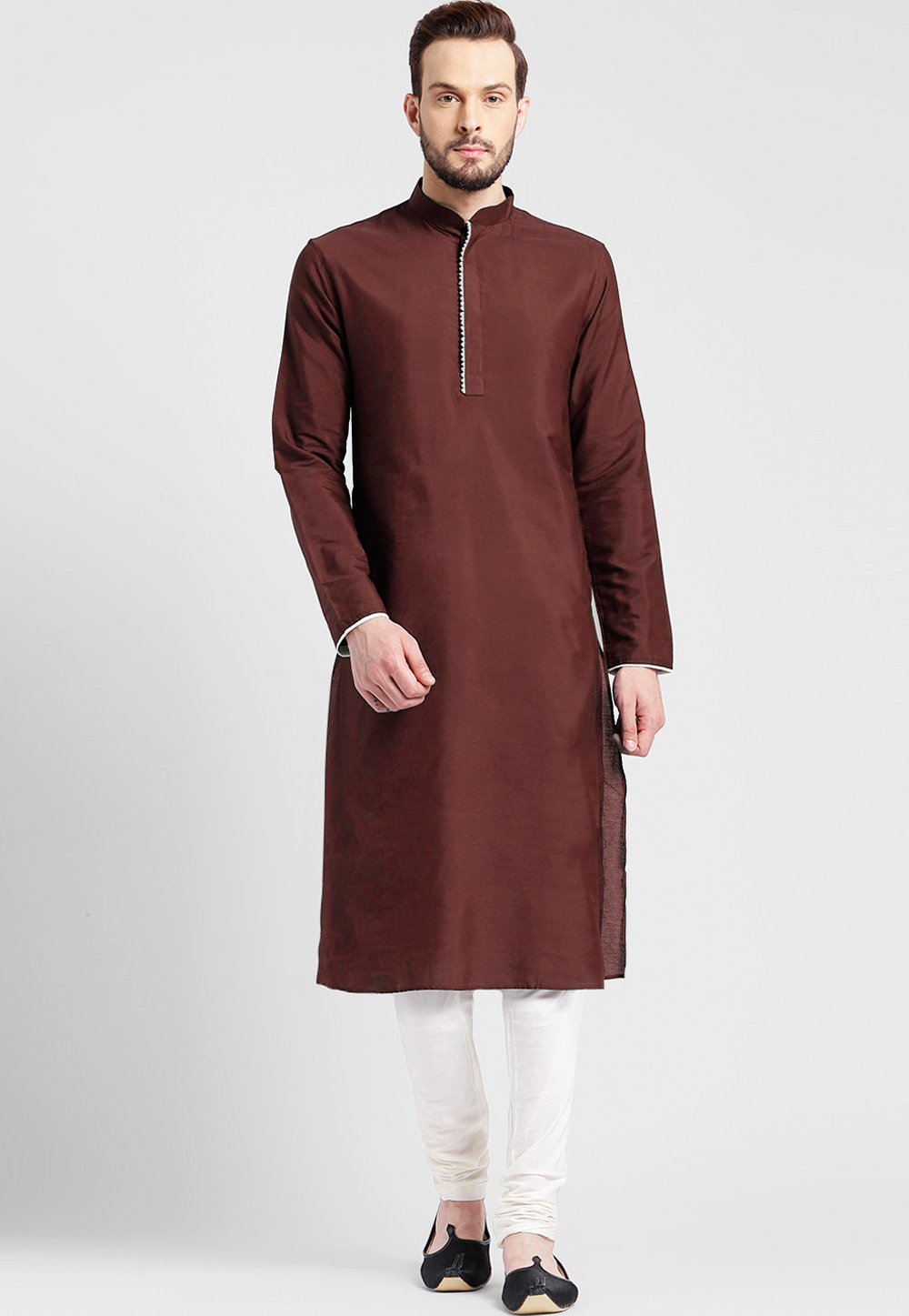 Maroon Dupion Silk Kurta Pajama 236432
