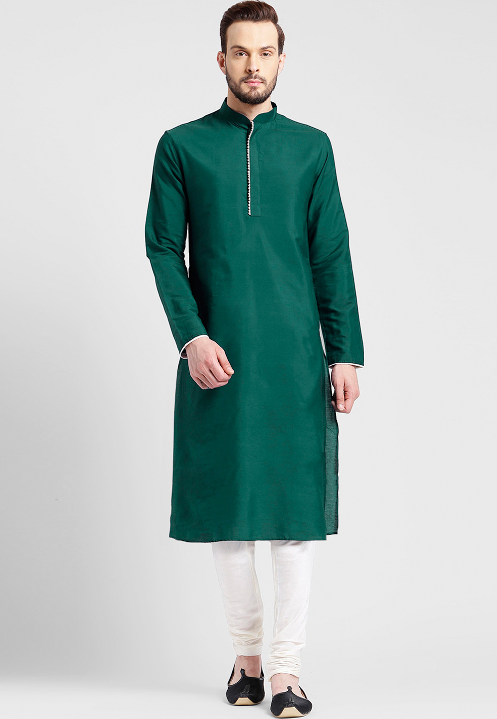 Green Dupion Silk Kurta Pajama 236434