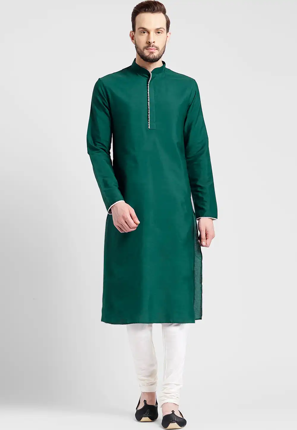 Green Dupion Silk Kurta Pajama 236434