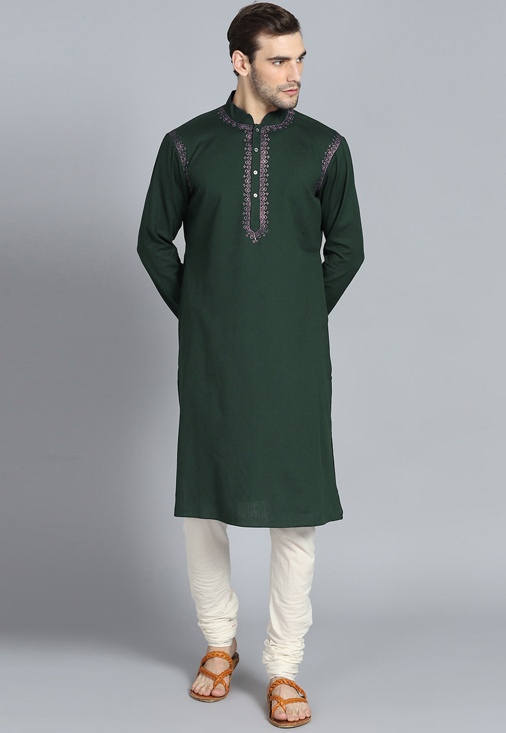 Green Cotton Kurta Pajama 236435