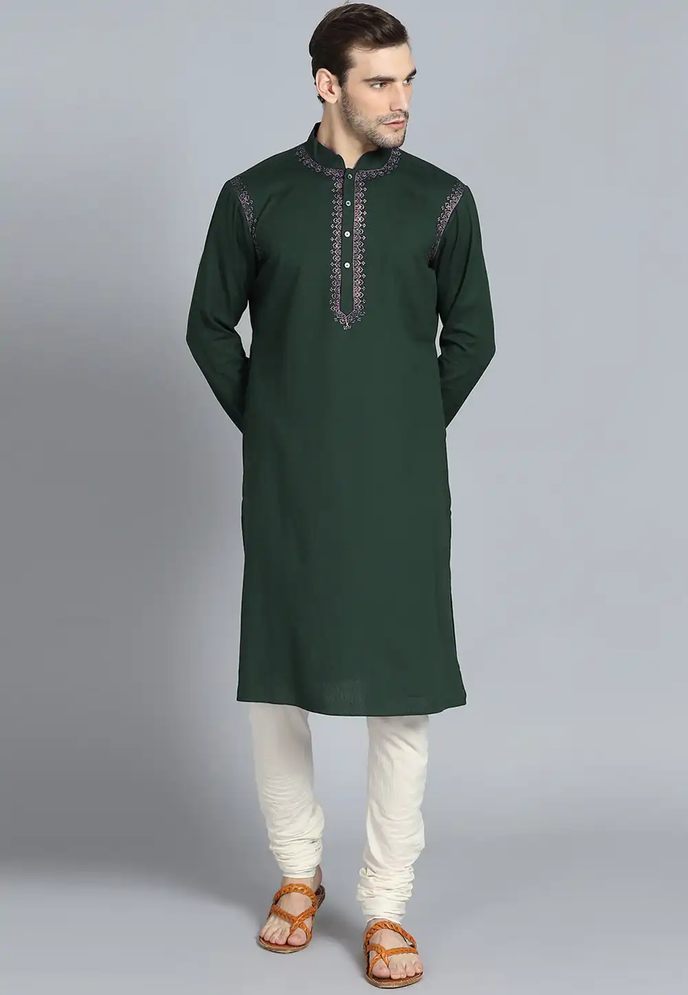 Green Cotton Kurta Pajama 236435