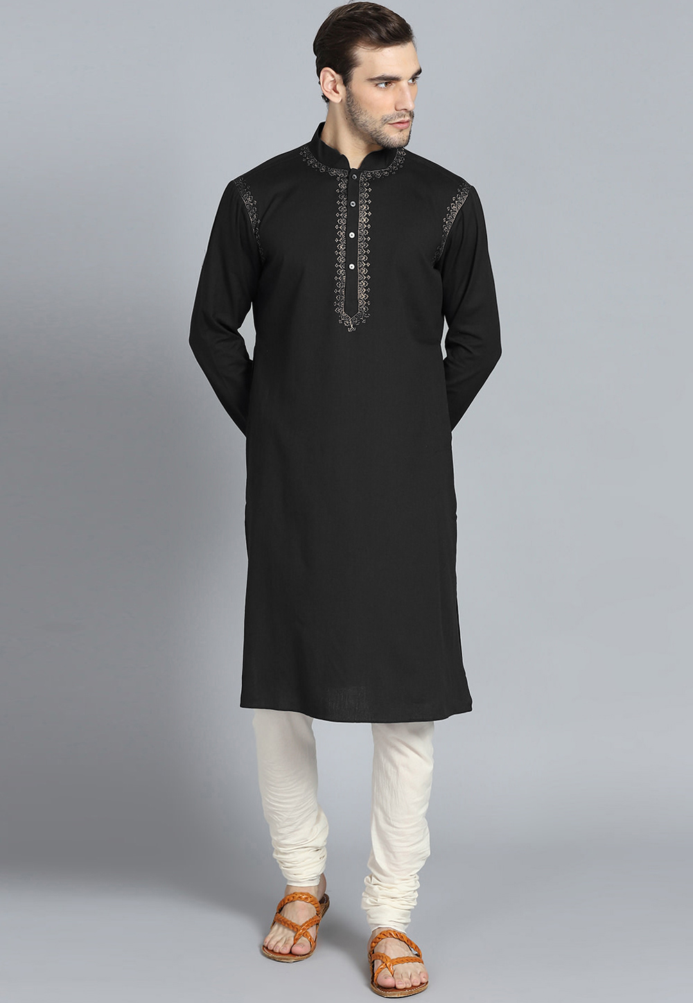 Black Cotton Kurta Pajama 236436