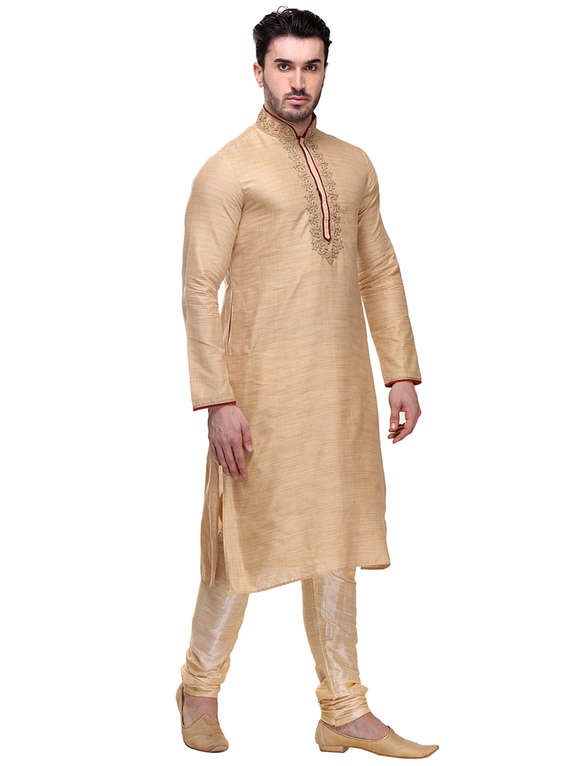Beige Dupion Readymade Kurta Pajama 99151