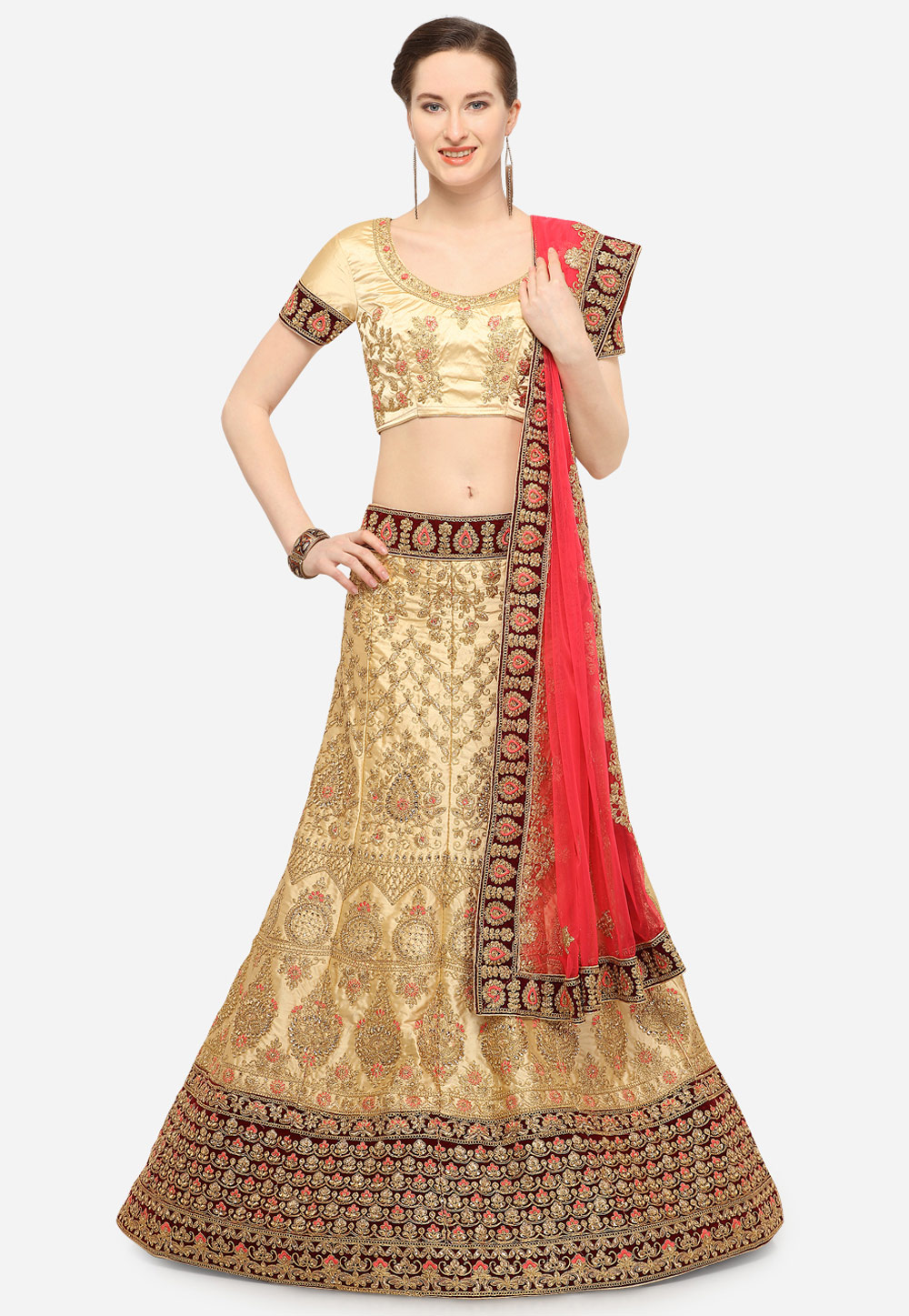 Beige Silk Circular Lehenga Choli 167829