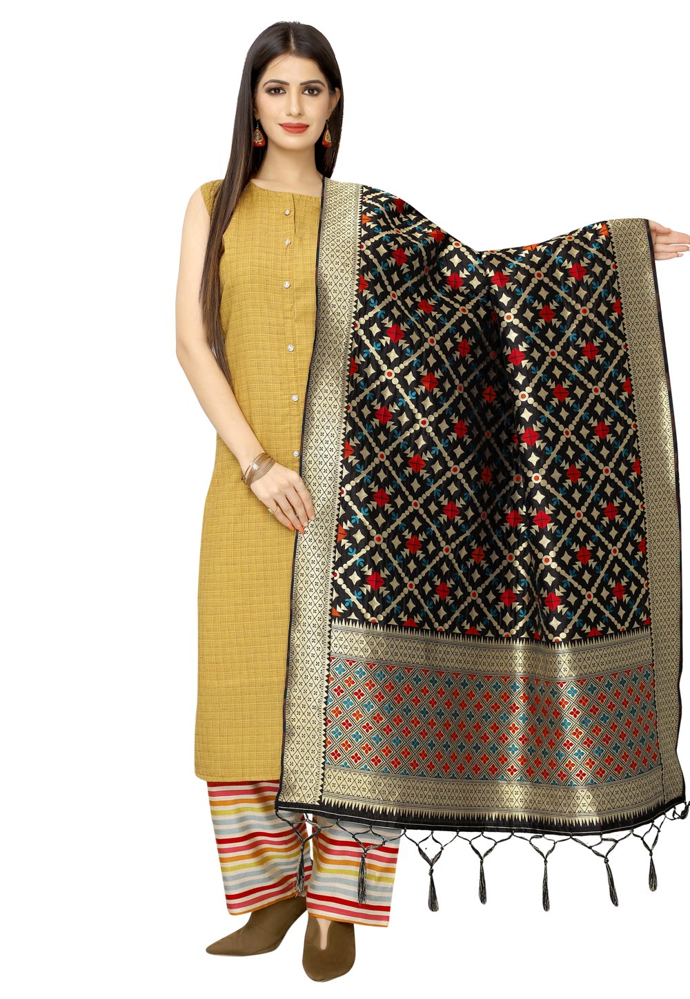 Black Banarasi Silk Dupatta 202230